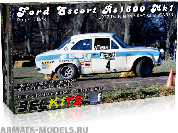 BEL007 Модель автомобиля  FORD ESCORT MK.1 CLARK RAC 1972 Belkits