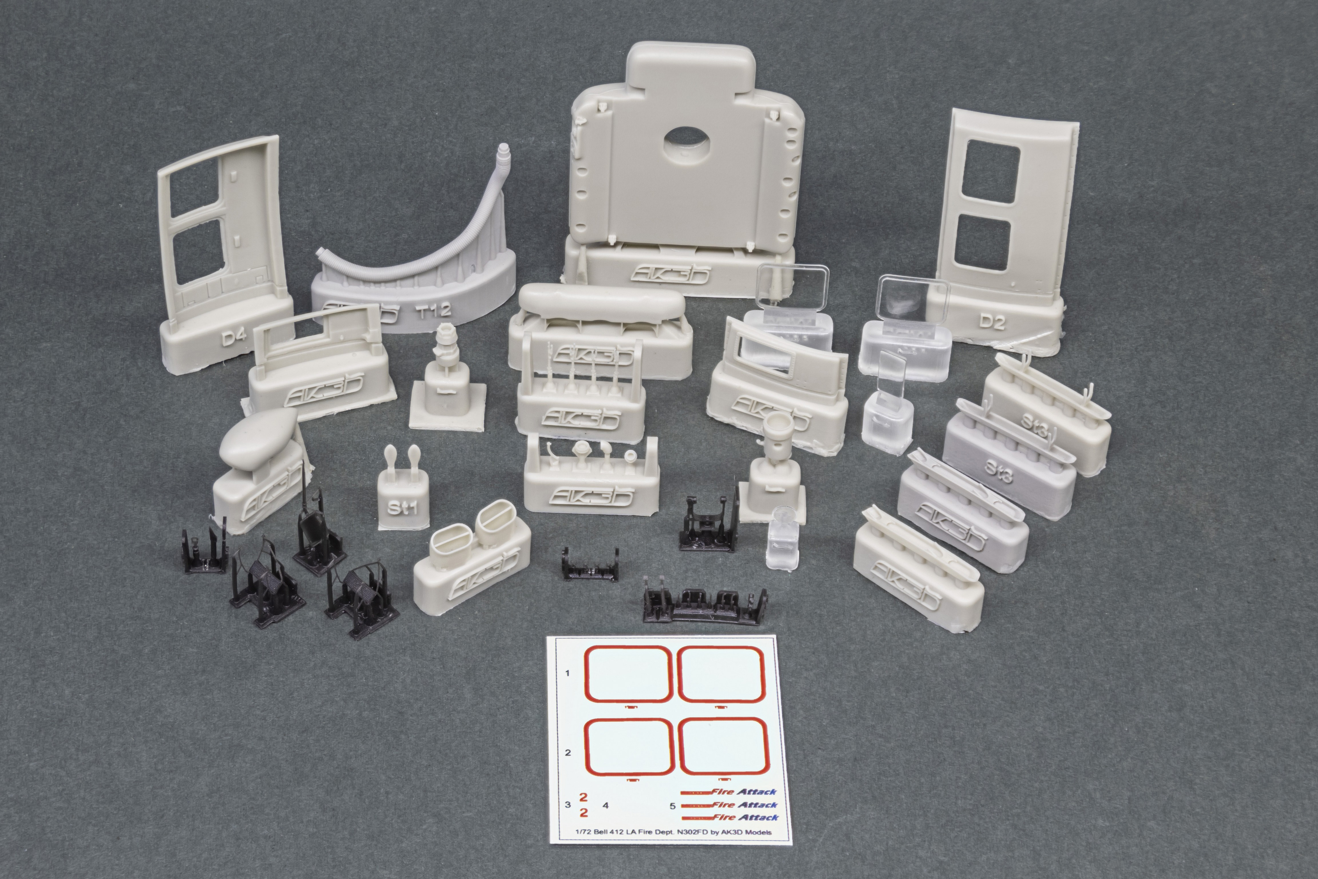72-AE001 Bell 412 N302FD, набор детализации экстерьерa 1/72 AK3D models