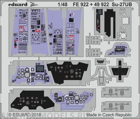 49922 Фототравление Su-27UB interior For Hobby-Boss kit (Eduard) 1/48