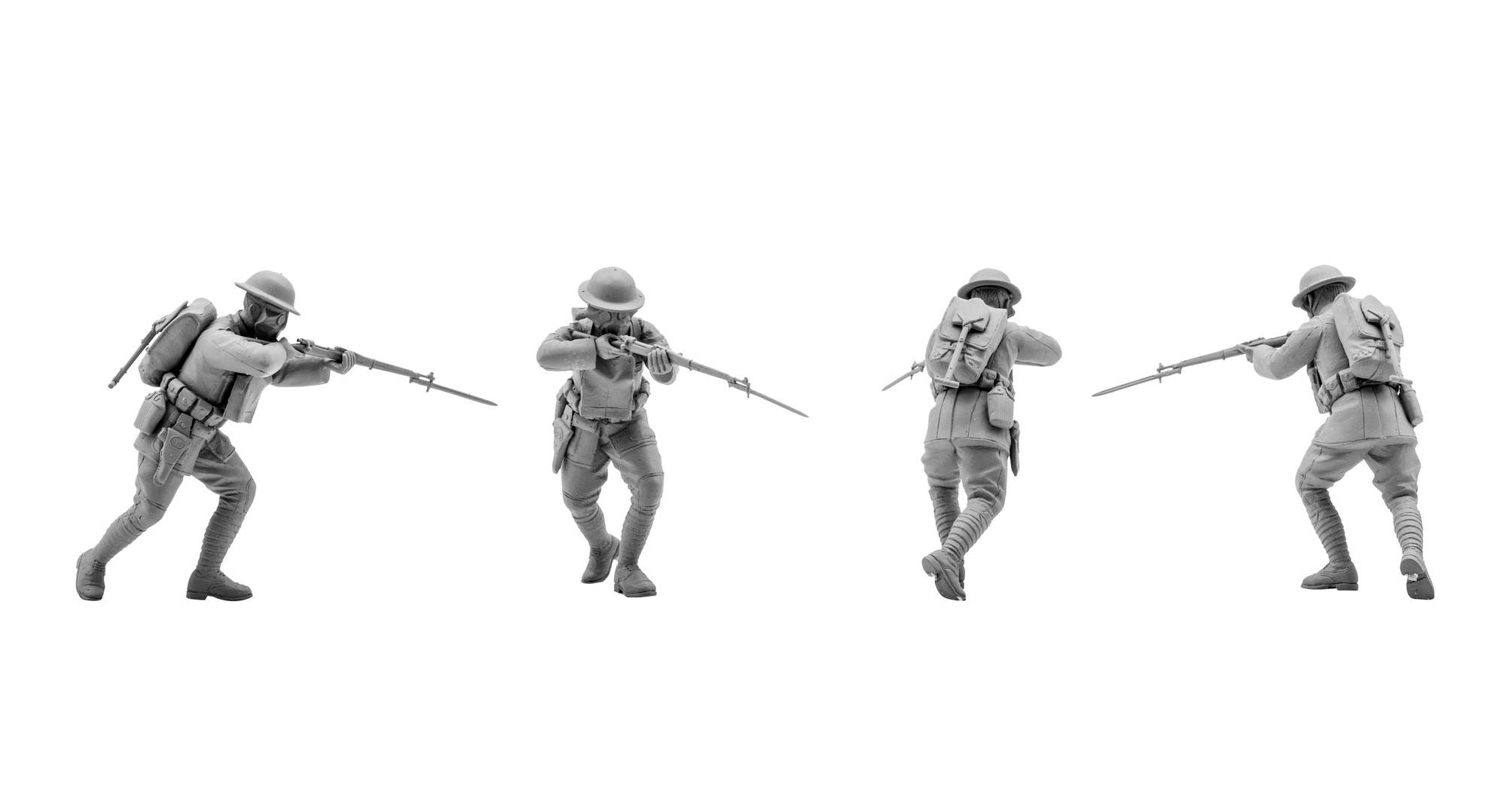 35704 Фигуры, Пехота США в противогазах (1918 г.) ICM