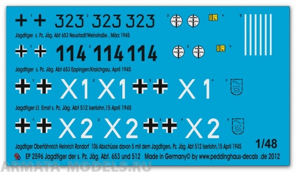 2596PED Декаль Jagdtiger der s.Pz. Jag Abt. 653 und 512