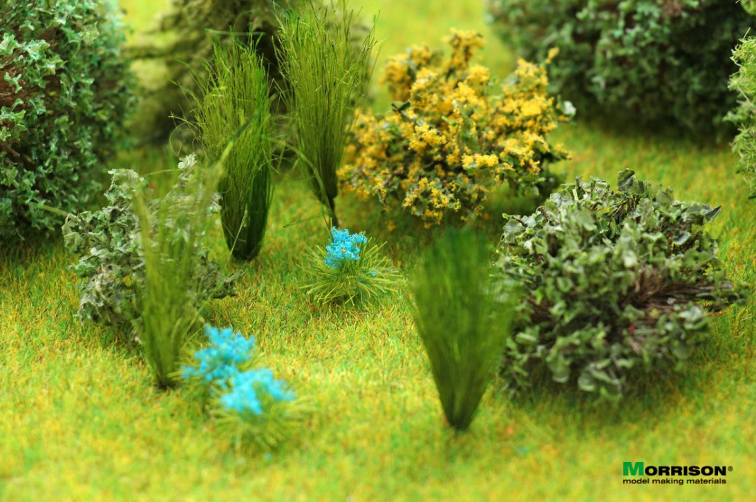 080tcv004 Синие цветущие кочки для диорам. Набор 8 штук.