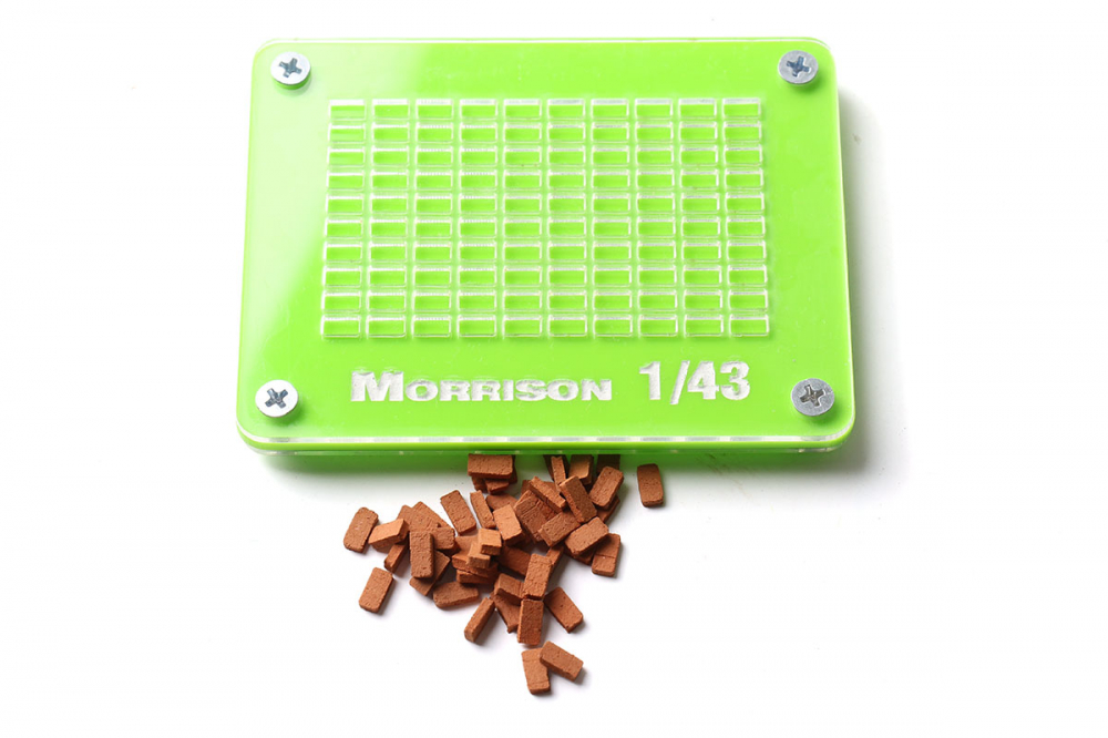 200uki043 Форма со сборочным шаблоном для изготовления мини-кирпичиков в масштабе 1:43