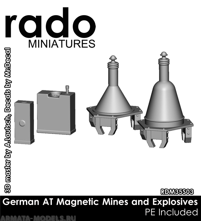 RDM35S03 Набор декораций из смолы German WWII AT Magnetic Mines & Explosives (PE included)
