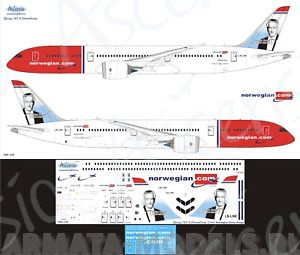 789-016 Декаль для самолета Boeing 787-9 Norwegian (Victor Borge)