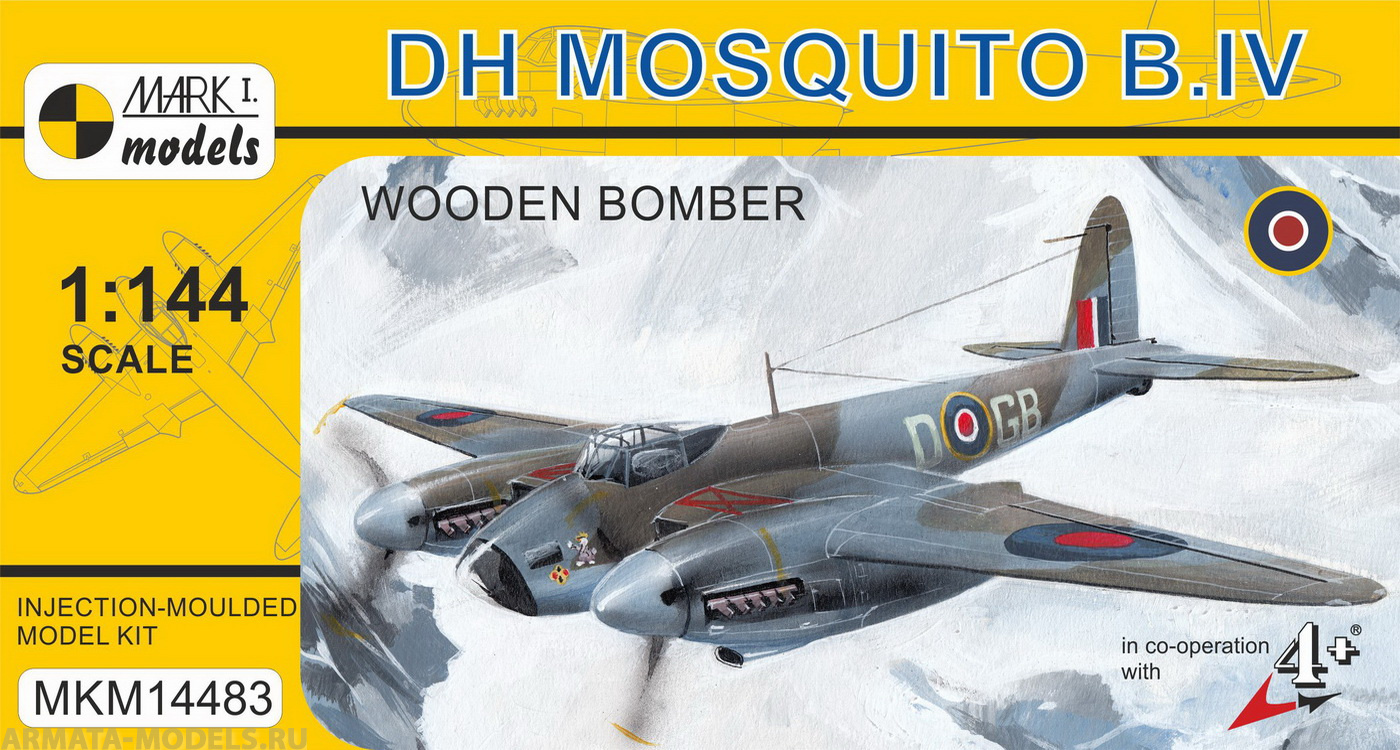 MKM14483 Самолет DH Mosquito B.IV  (MARK I Models) 1/144 Mark I Models