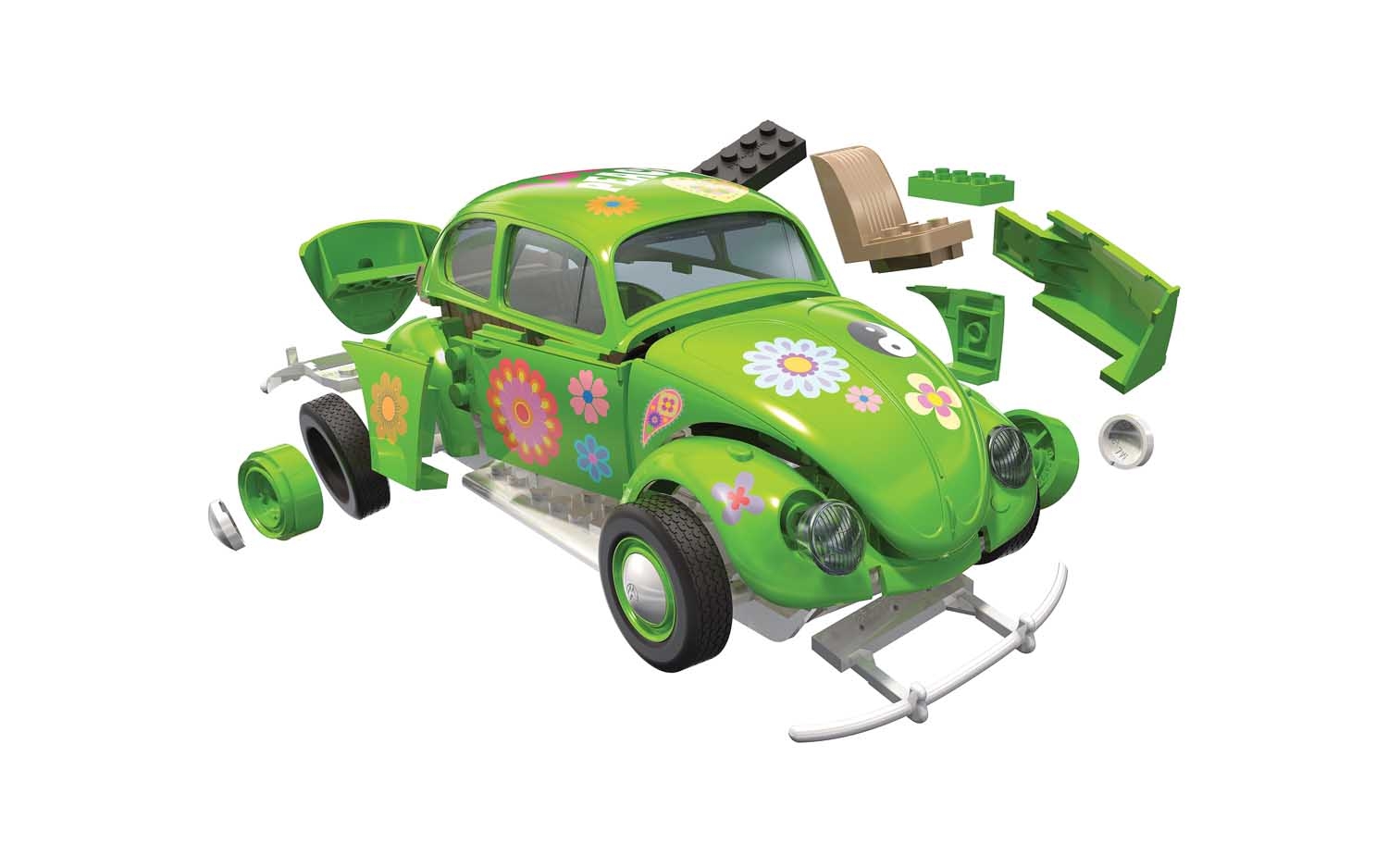 J6031 Сборная модель автомобиля QUICKBUILD Flower Power VW Beetle Green Airfix