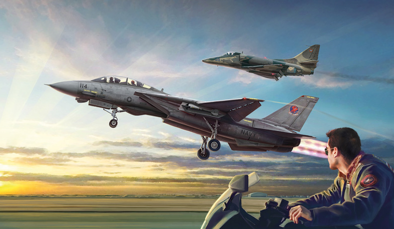 1422ИТ Самолет «Top Gun» F-14A vs A-4F Italeri