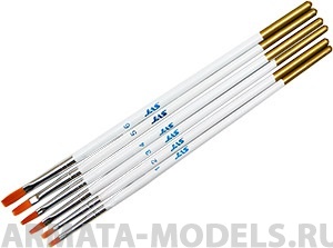 3693 Набор кистей из синтетического волоса, плоские  6 шт. (№ 1, 2,3, 4, 5, 6)