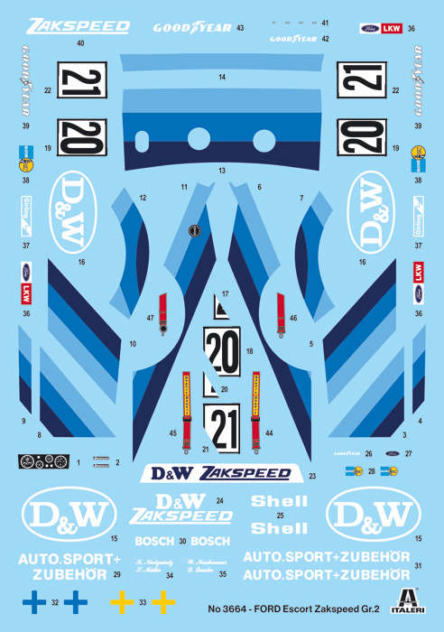 3664ИТ Автомобиль гоночный Zakspeed Gr.2 (10013160/011122/3526709, ИТАЛИЯ) Italeri