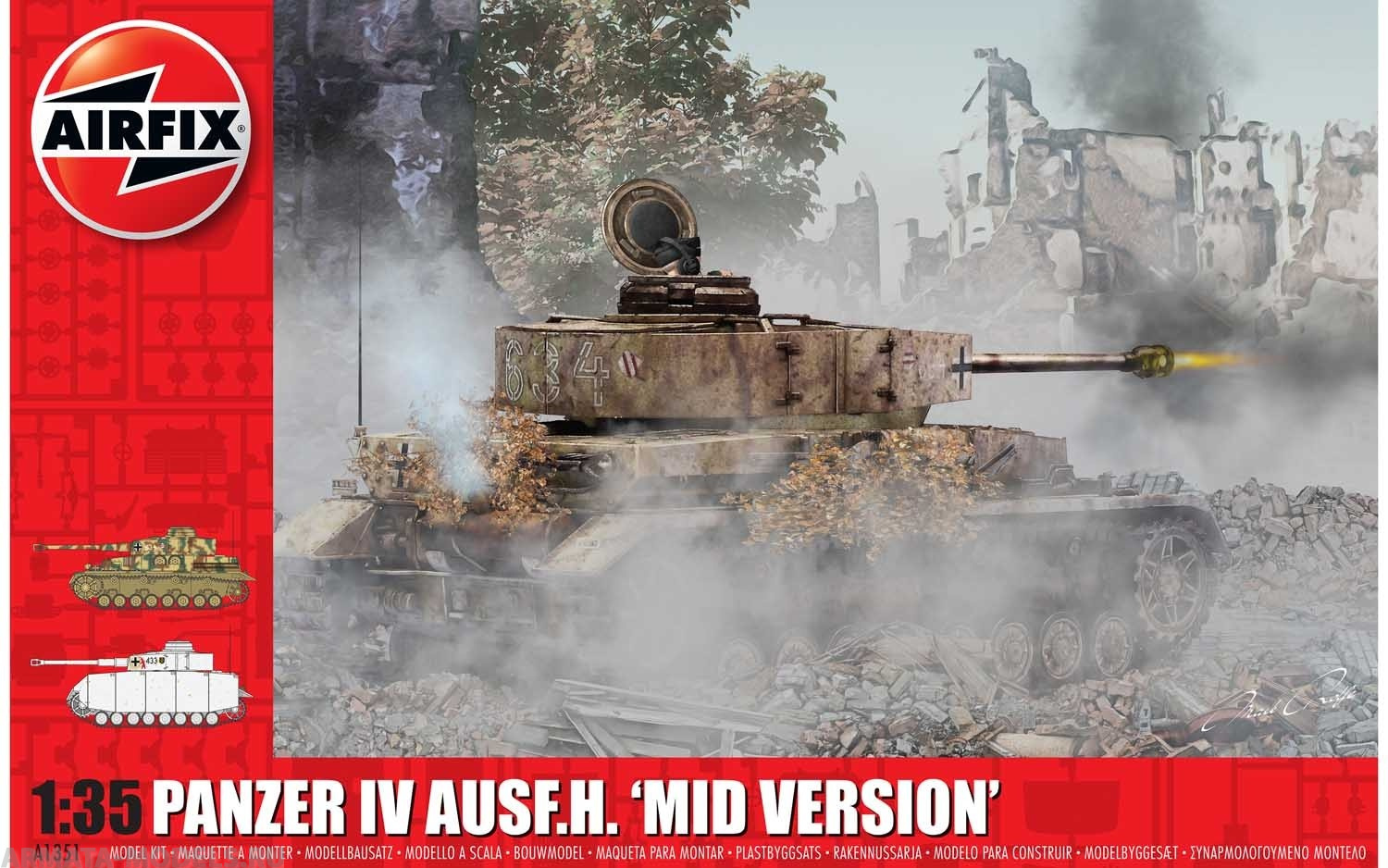 A1351 Сборная модель Танка Panzer IV Ausf.H Mid Version Airfix