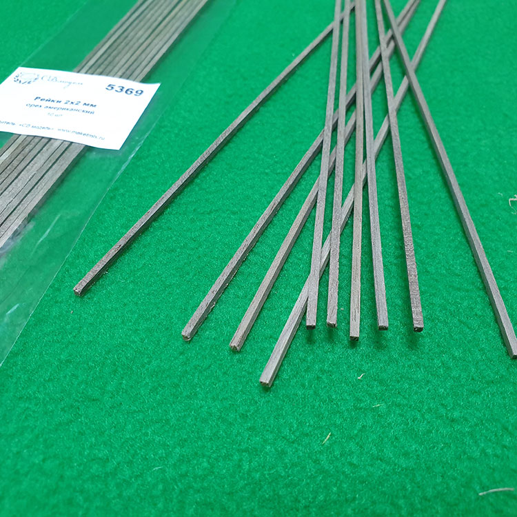 5369 рейки 2х2 мм - длина 300 мм - 10 шт - орех американский