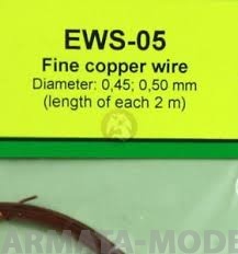 EWS-05 Дополнения для моделей Universal multi-scale 0.45 mm / 0.50 mm fine cooper wires for any scale model kits and dioramas. 2 meters each diameter.