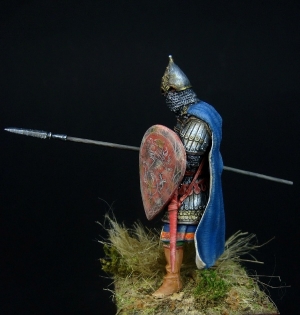 CHM-54098(M). Русский тяжелый копейщик, 14 век. 54 мм. Материал – белый металл Chronos Miniatures