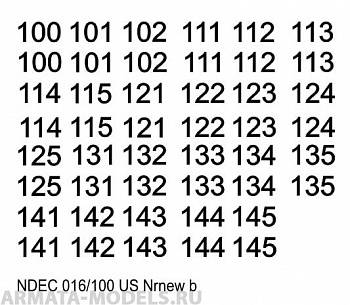NDEC016/100 Бортовые номера современной американской БТТ. Цвет черный