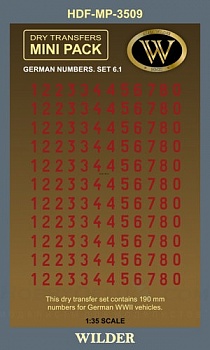 MP-3509 Немецкие номера для наземной техники. Сет 6.1 Сплошные, красные, высота 190 мм.