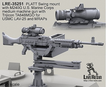 LRE35251 Поворотный кронштейн PLATT Swing mount с пулемётом Корпуса Морской Пехоты США M240G с оптическим прицелом Trijicon TA648MGO для башни LAV-25 и колёсных бронемашин MRAP.