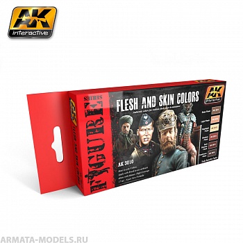 AK3010 Набор акриловых красок FLESH AND SKIN COLORS COLORS SET